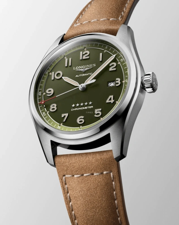 Longines,Spirit 42mm,42mm,Stainless Steel,Green,Automatic,Date,64hours,L3,L3.811.4.03.2
