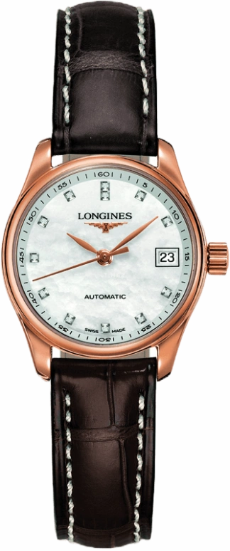 Longines,Master 25.50mm,25.50mm,Pink Gold,Pink,White,Automatic,Date,40hours,L2,L2.128.8.87.3