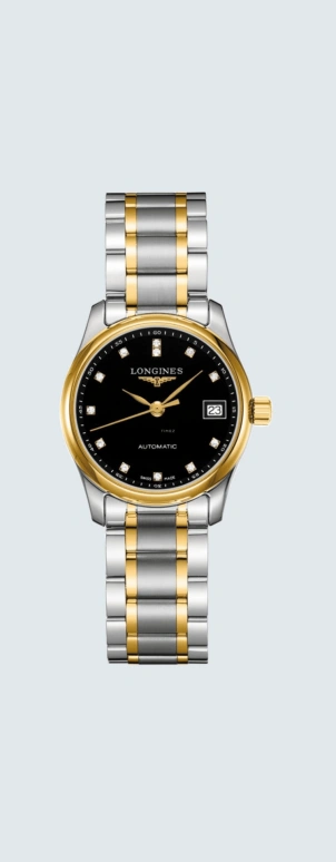 Longines,Master 29mm,29mm,Yellow Gold,Stainless Steel,Black,Automatic,Date,40hours,L2,L2.257.5.57.7