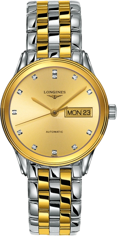 Longines,Flagship 35.60mm,35.60mm,Stainless Steel,Champagne,Automatic,Date,Day,L4,L4.799.3.37.7