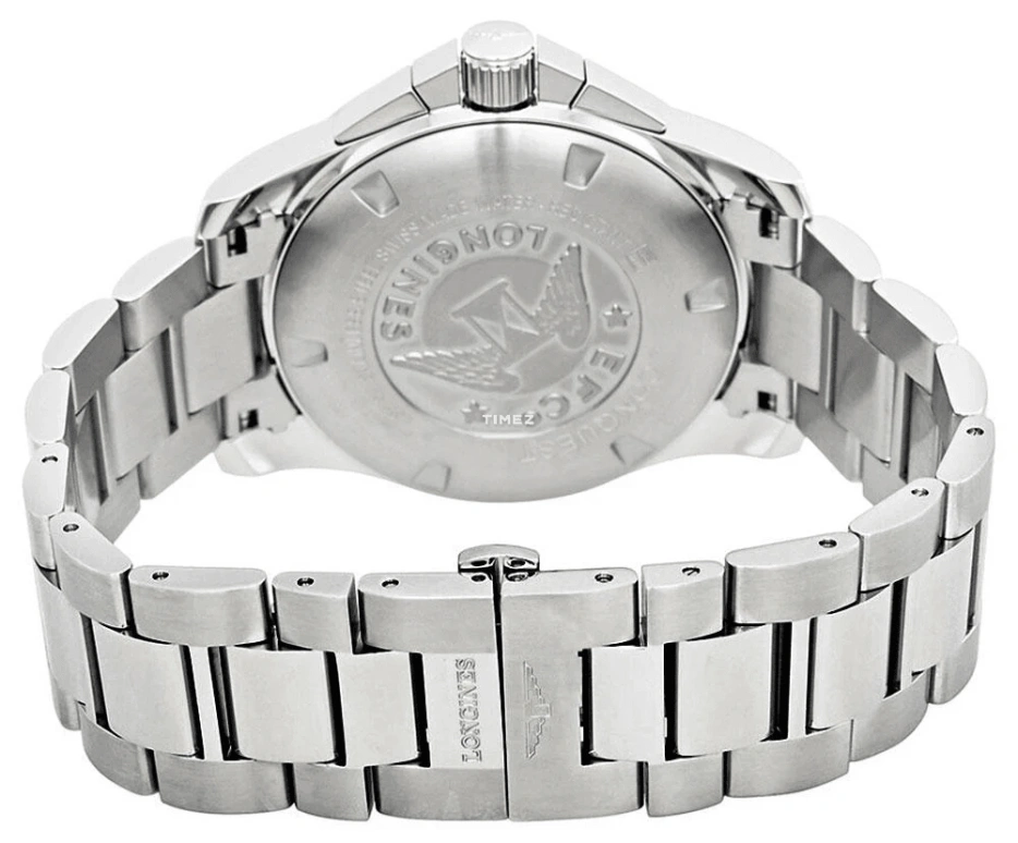 Longines,Conquest 44mm,44mm,Stainless Steel,Silver,Quartz,Chronograph,Day,L3,L3.800.4.76.6