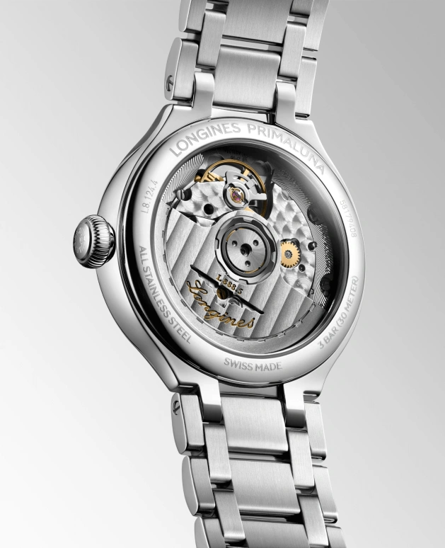 Longines,PrimaLuna 34mm,34mm,Stainless Steel,Silver,Automatic,Day,64hours,L8,L8.124.4.71.6