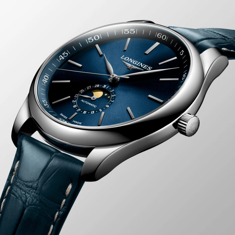 Longines,Master 42mm,42mm,Stainless Steel,Blue,Automatic,Moonphase,Date,L2,L2.919.4.92.0