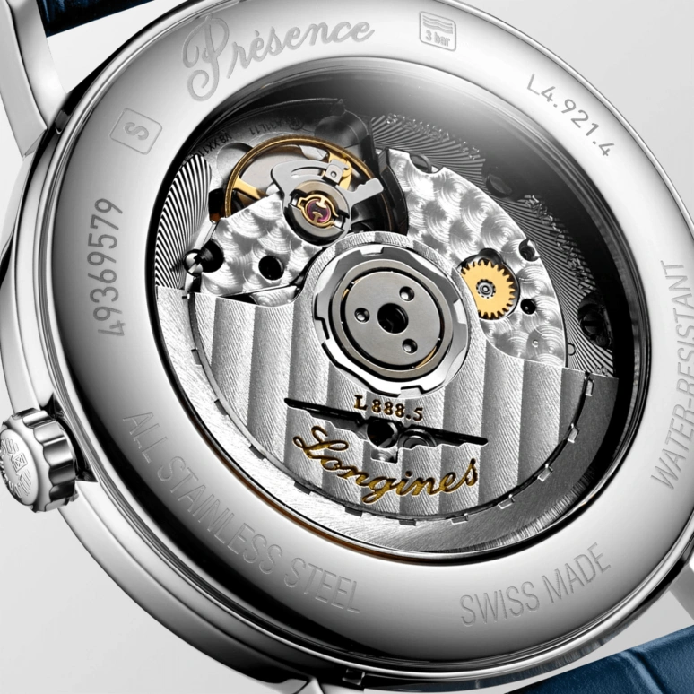 Longines,Presence 38.50mm,38.50mm,Stainless Steel,Blue,Automatic,Date,65hours,L4,L4.921.4.92.2