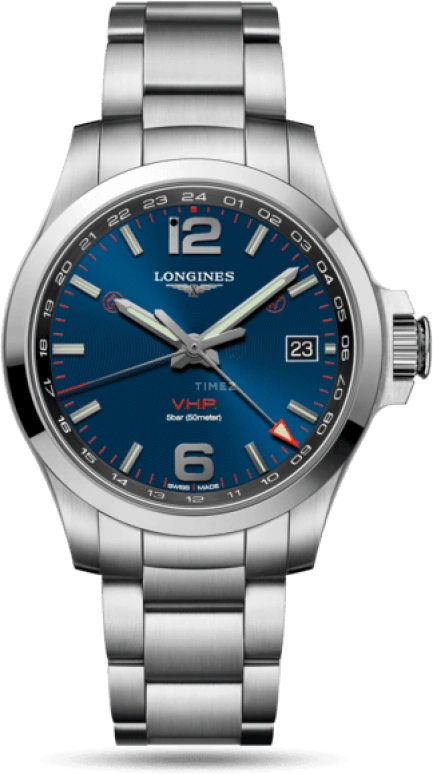 Longines,Conquest V.H.P. 41mm,41mm,Stainless Steel,Blue,Quartz,Date,Connected,L3,L3.718.4.96.6