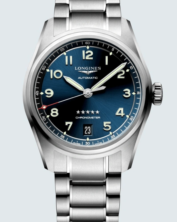 Longines,Spirit 37mm,37mm,Stainless Steel,Blue,Automatic,Date,64hours,L3,L3.410.4.93.6