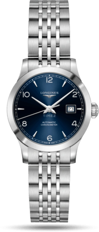 Longines,Record 30mm,30mm,Stainless Steel,Blue,Automatic,Date,40hours,L2,L2.321.4.96.6