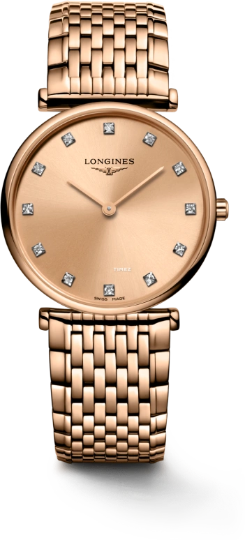 Longines,La Grande Classique 29mm,29mm,Stainless Steel,Rose Gold,Quartz,In-house Caliber,Sapphire,Hardlex,L4,L4.512.1.90.E