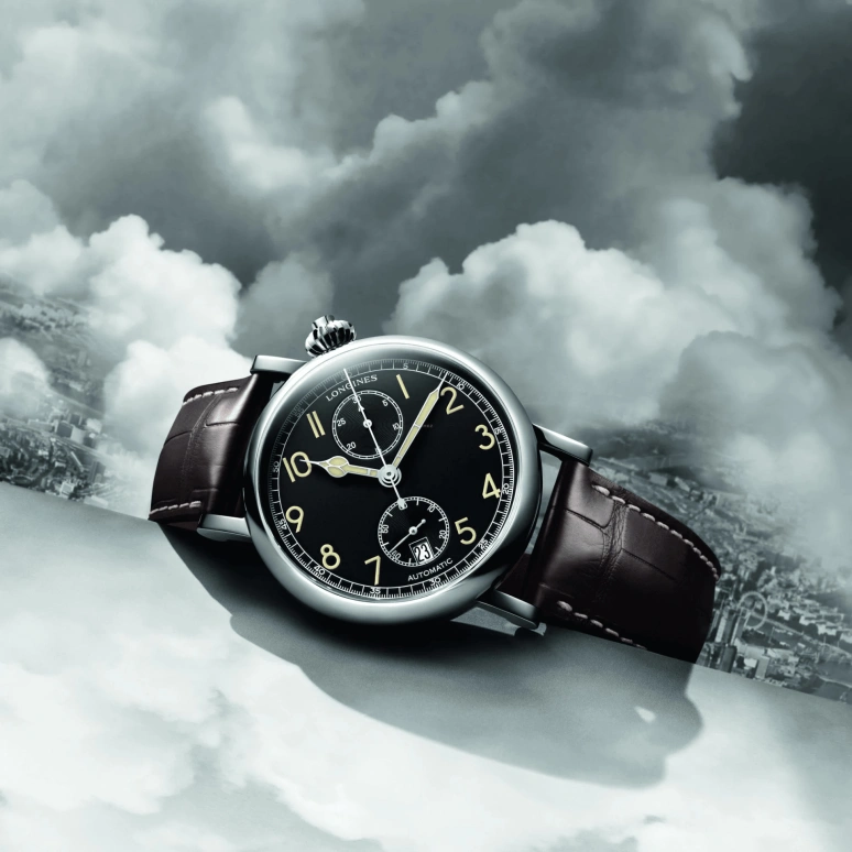 Longines,Heritage Classic 41mm,41mm,Stainless Steel,Black,Automatic,Chronograph,Monopoussoir,Date,Power Reserve Indicator,54hours,In-house Caliber,L2,L2.812.4.53.2