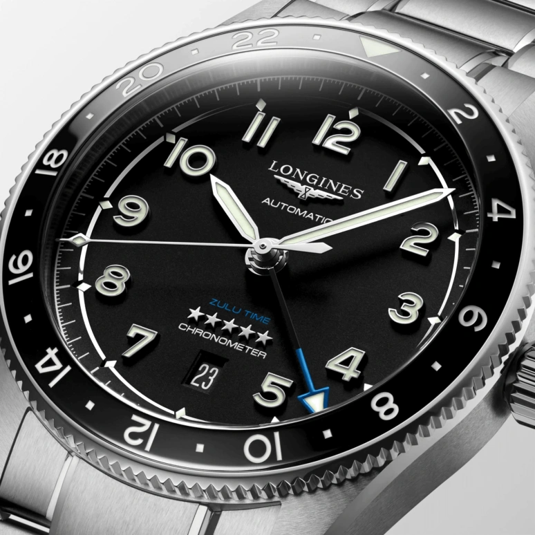 Longines,Spirit 42mm,42mm,Stainless Steel,Black,Automatic,Date,65hours,L3,L3.812.4.53.6