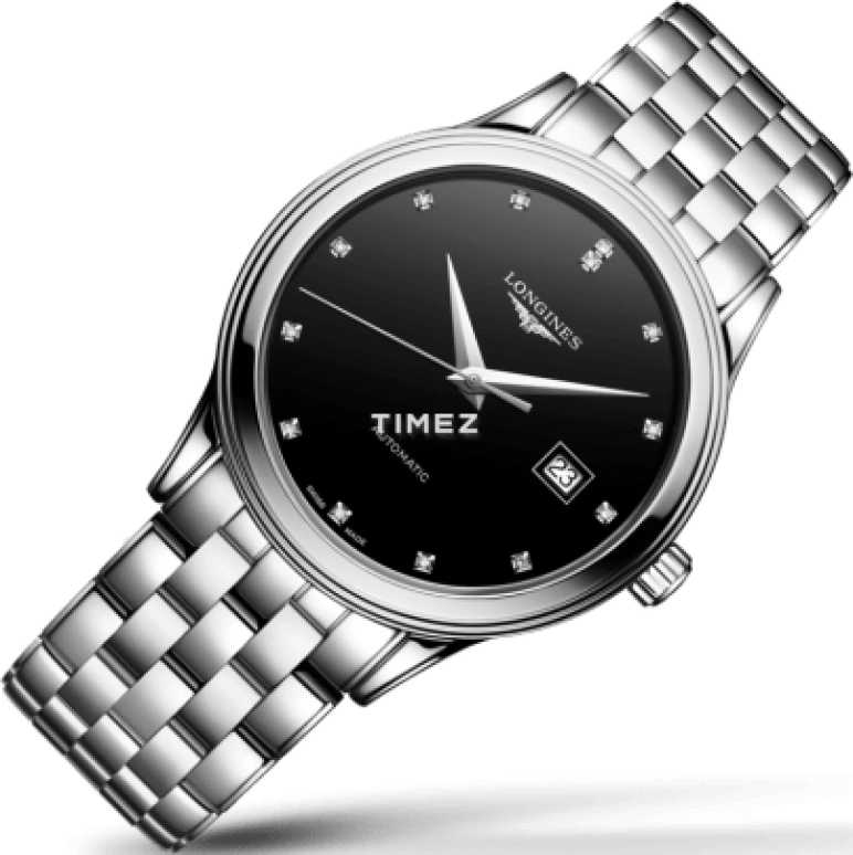 Longines,Flagship 40mm,40mm,Stainless Steel,Black,Automatic,Day,72hours,L4,L4.984.4.58.6