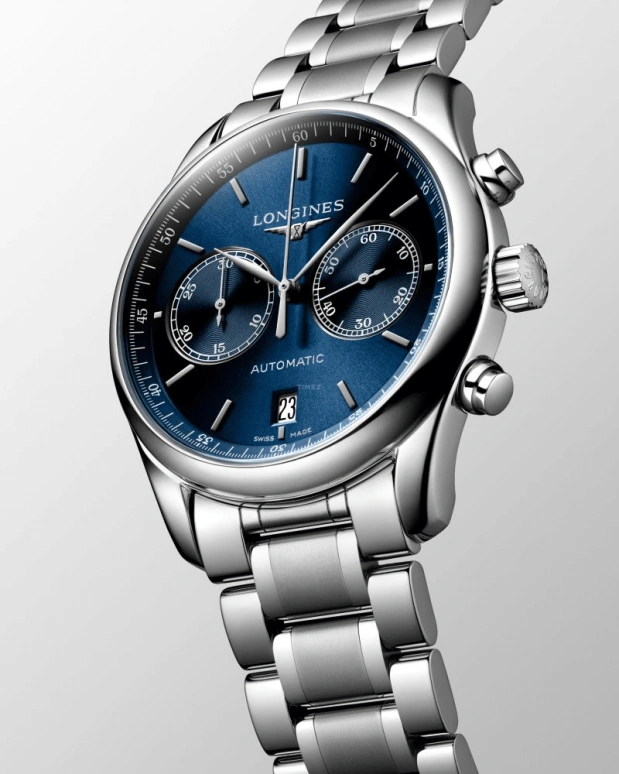Longines,Master 40mm,40mm,Stainless Steel,Blue,Automatic,Chronograph,Date,L2,L2.629.4.92.6