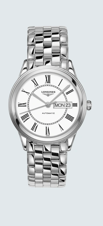 Longines,Flagship 38.50mm,38.50mm,Stainless Steel,White,Automatic,Date,Day,L4,L4.899.4.21.6