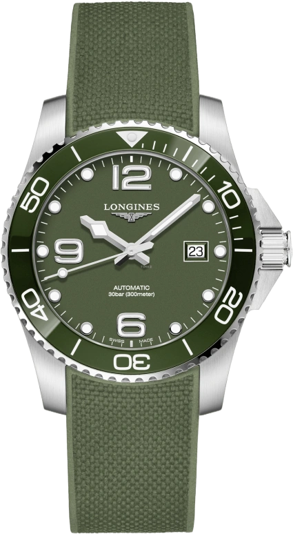 Longines,HydroConquest 41mm,41mm,Stainless Steel,Green,Automatic,Date,65hours,L3,L3.781.4.06.9