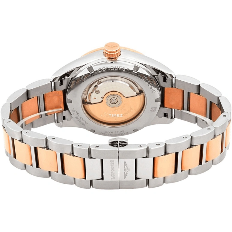 Longines,Conquest Classic 42mm,42mm,Stainless Steel,Rose Gold,Silver,Automatic,Day,Dule Time,GMT,L2,L2.799.5.76.7