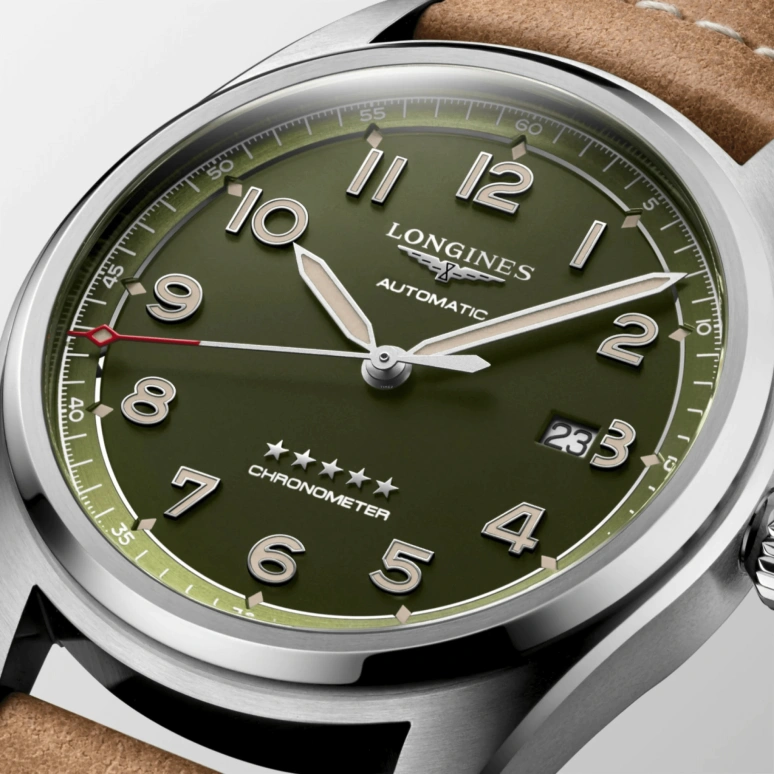 Longines,Spirit 42mm,42mm,Stainless Steel,Green,Automatic,Date,64hours,L3,L3.811.4.03.2
