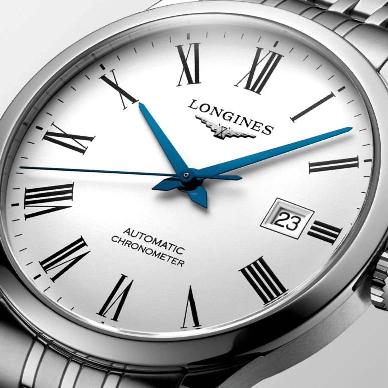 Longines,Record 40mm,40mm,Stainless Steel,White,Automatic,Date,64hours,L2,L2.821.4.11.6