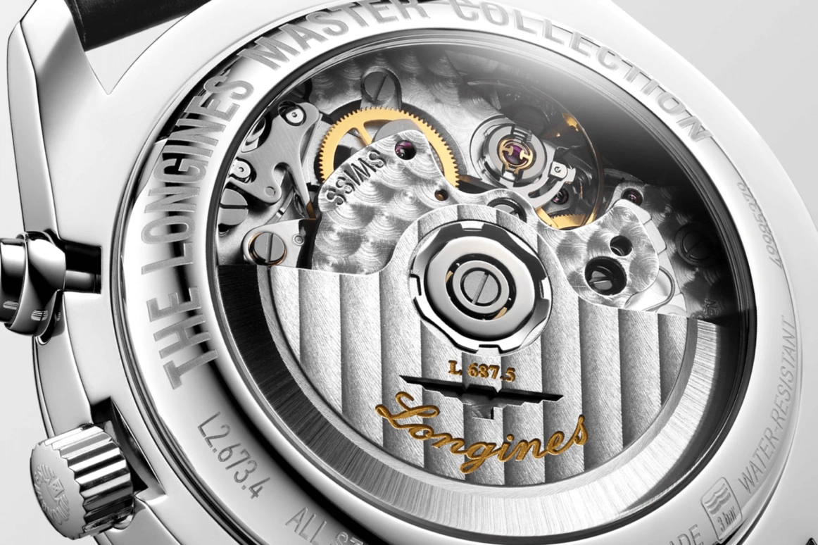 Longines,Master 40mm,40mm,Stainless Steel,Black,Smoky Coal,Automatic,Chronograph,Moonphase,Month,Date,54hours,In-house Caliber,L2,L2.673.4.61.2