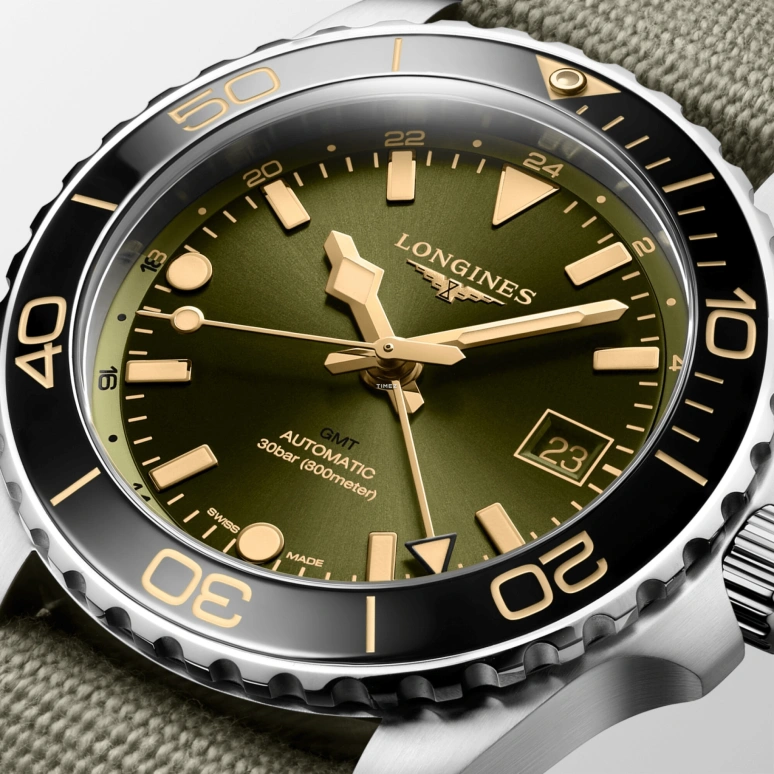 Longines,Sport 41mm,41mm,Stainless Steel,Green,Automatic,Day,Dule Time,L3,L3.790.4.06.2