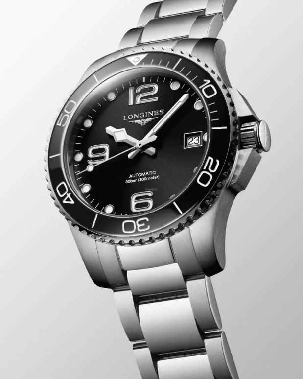 Longines,HydroConquest 39mm,39mm,Ceramic,Stainless Steel,Black,Automatic,Date,64hours,L3,L3.780.4.56.6