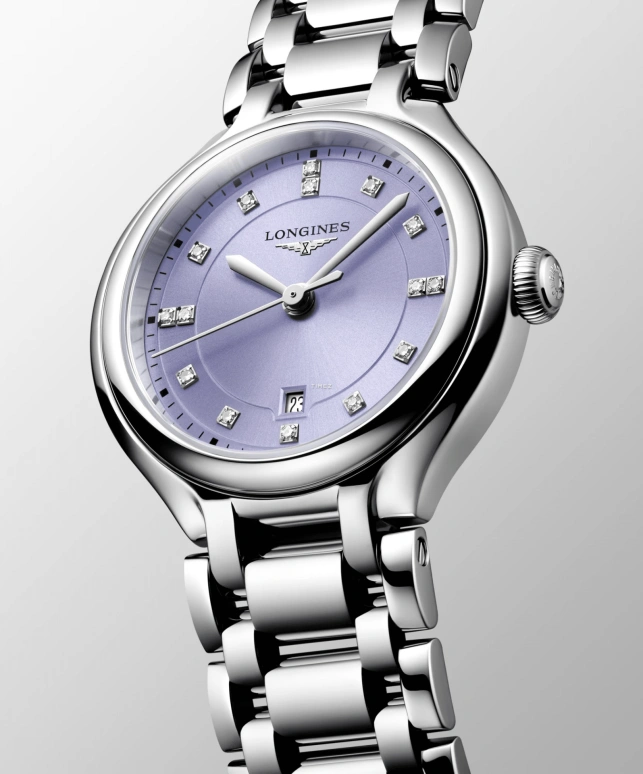 Longines,PrimaLuna 30mm,30mm,Stainless Steel,Purple,Quartz,Day,In-house Caliber,L8,L8.142.4.07.6