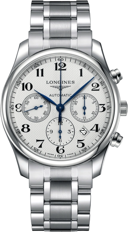 Longines,Master 42mm,42mm,Stainless Steel,Silver,Automatic,Chronograph,Moonphase,Date,Column Wheel,54hours,In-house Caliber,L2,L2.759.4.78.6