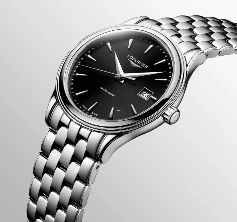Longines,Flagship 40mm,40mm,Stainless Steel,Black,Automatic,Day,64hours,L4,L4.984.4.59.6