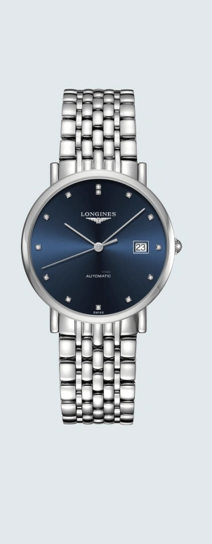 Longines,Elegant 37mm,37mm,Stainless Steel,Blue,Automatic,Day,72hours,L4,L4.810.4.97.6