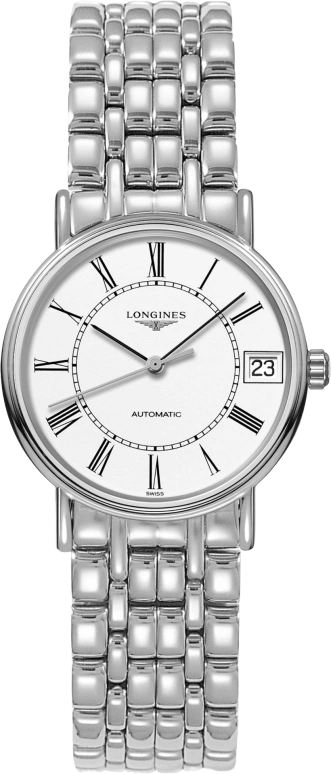Longines,Presence 30mm,30mm,Stainless Steel,White,Automatic,Date,64hours,L4,L4.322.4.11.6
