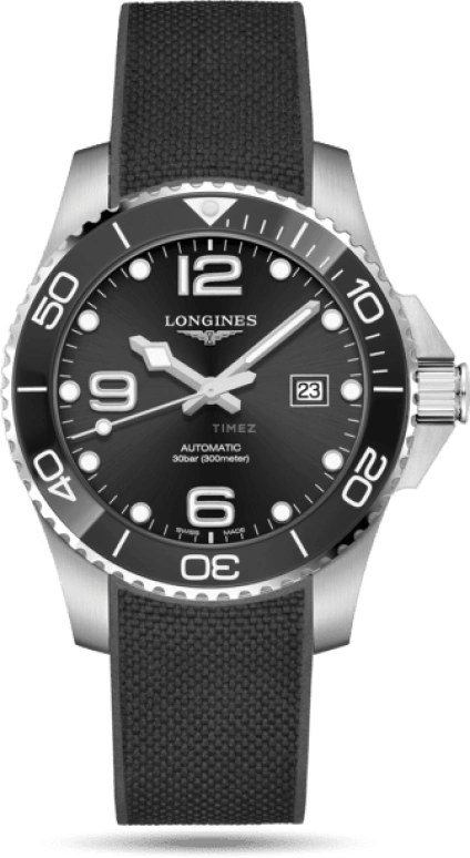 Longines,HydroConquest 43mm,43mm,Stainless Steel,Black,Automatic,Date,65hours,L3,L3.782.4.56.9