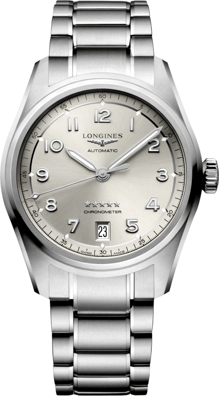 Longines,Spirit 37mm,37mm,Stainless Steel,Champagne,Automatic,Date,64hours,L3,L3.410.4.63.6