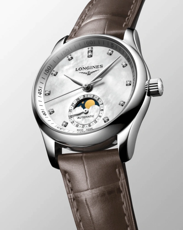 Longines,Master 34mm,34mm,Stainless Steel,White,Automatic,Moonphase,Date,L2,L2.409.4.87.4
