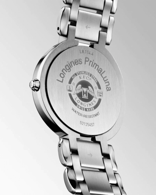 Longines,PrimaLuna 34mm,34mm,Stainless Steel,Silver,Quartz,Date,26280hours,L8,L8.114.4.71.6