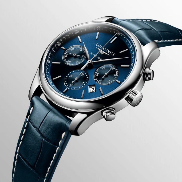 Longines,Master 42mm,42mm,Stainless Steel,Blue,Automatic,Chronograph,Day,Column Wheel,L2,L2.759.4.92.0