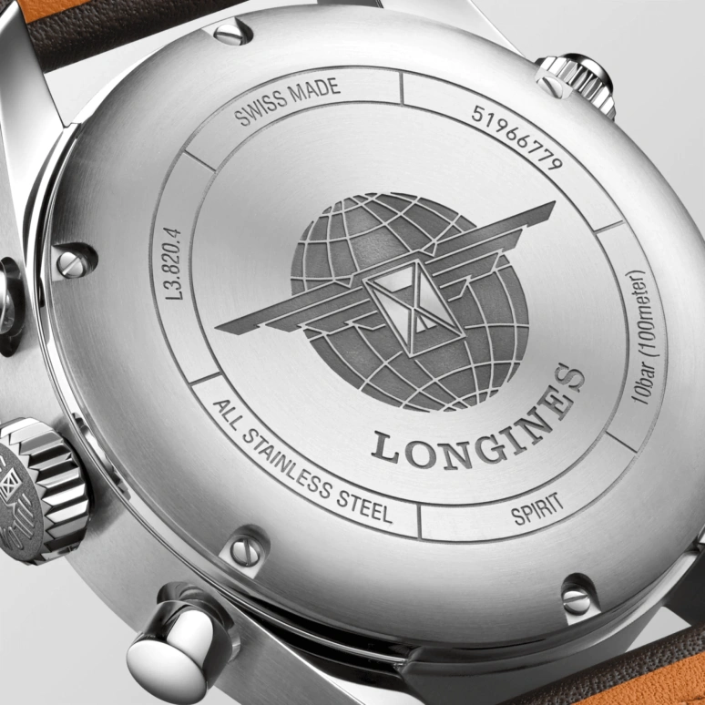 Longines,Spirit 42mm,42mm,Stainless Steel,Black,Automatic,Chronograph,Date,Column Wheel,L3,L3.820.4.53.0