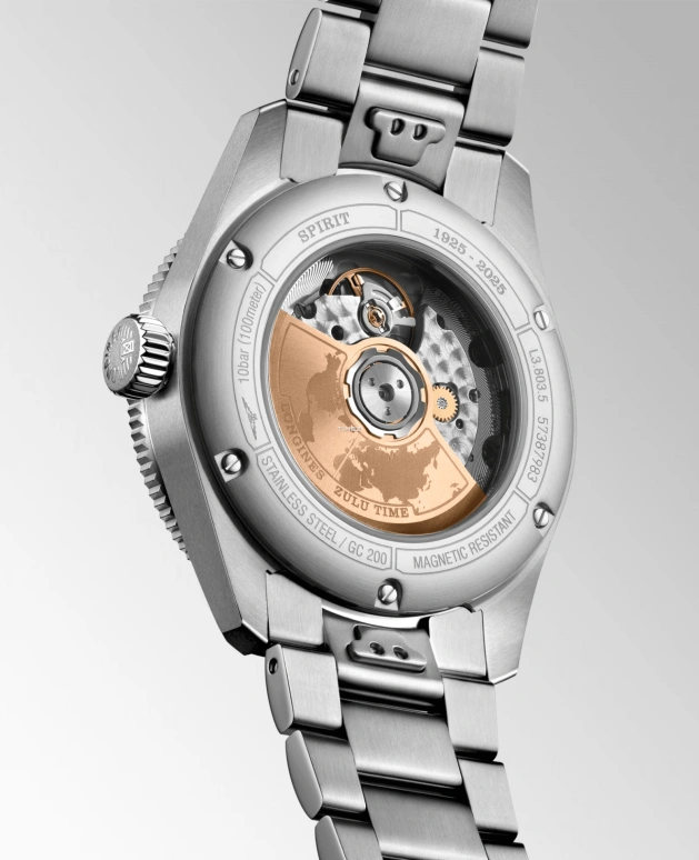 Longines,Spirit 39mm,39mm,Stainless Steel,Pink Gold,Black,Automatic,Day,Dule Time,GMT,Anti-magnetic,65hours,In-house Caliber,L3,L3.803.5.53.6