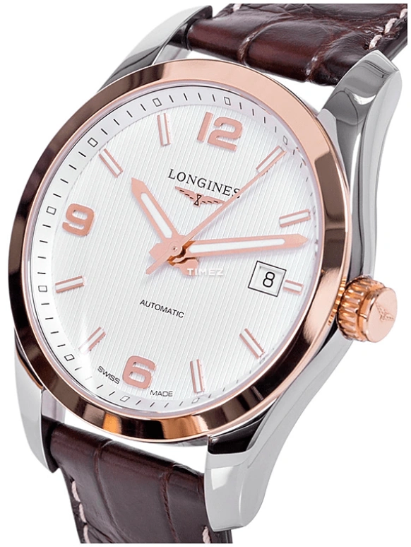 Longines,Conquest Classic 40mm,40mm,Stainless Steel,Rose Gold,Silver,Automatic,Day,65hours,L2,L2.785.5.76.5