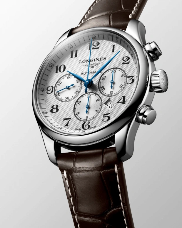 Longines,Master 44mm,44mm,Stainless Steel,Silver,Automatic,Chronograph,Moonphase,Date,Column Wheel,54hours,In-house Caliber,L2,L2.859.4.78.3