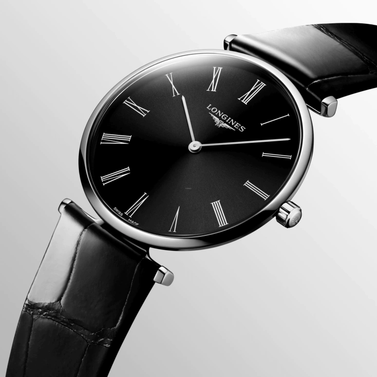 Longines,Elegant 38mm,38mm,Stainless Steel,Black,Quartz,In-house Caliber,Sapphire,L4,L4.866.4.51.2