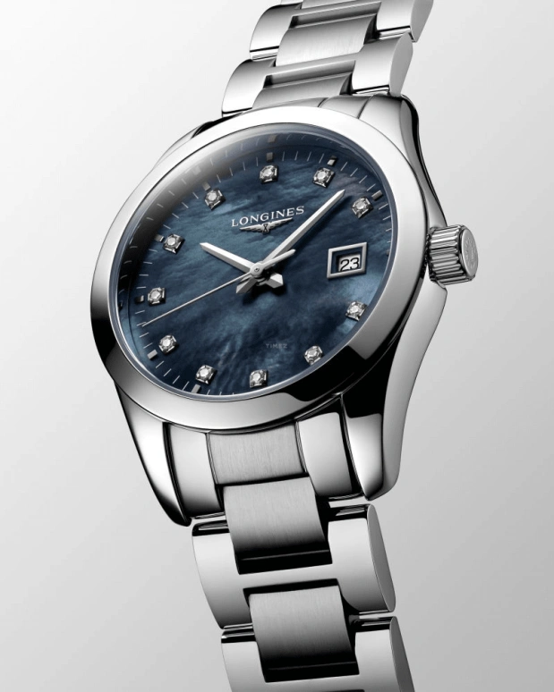 Longines,Conquest Classic 29.50mm,29.50mm,Stainless Steel,Black,Quartz,Date,Jumping Minutes,L2,L2.286.4.88.6