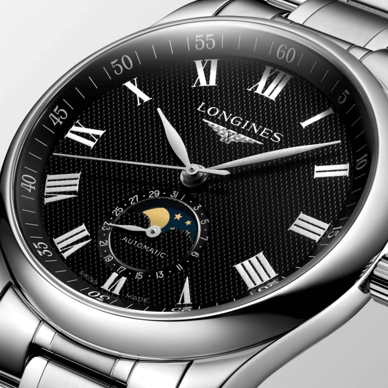 Longines,Master 40mm,40mm,Stainless Steel,Black,Automatic,Moonphase,Day,L2,L2.909.4.51.6