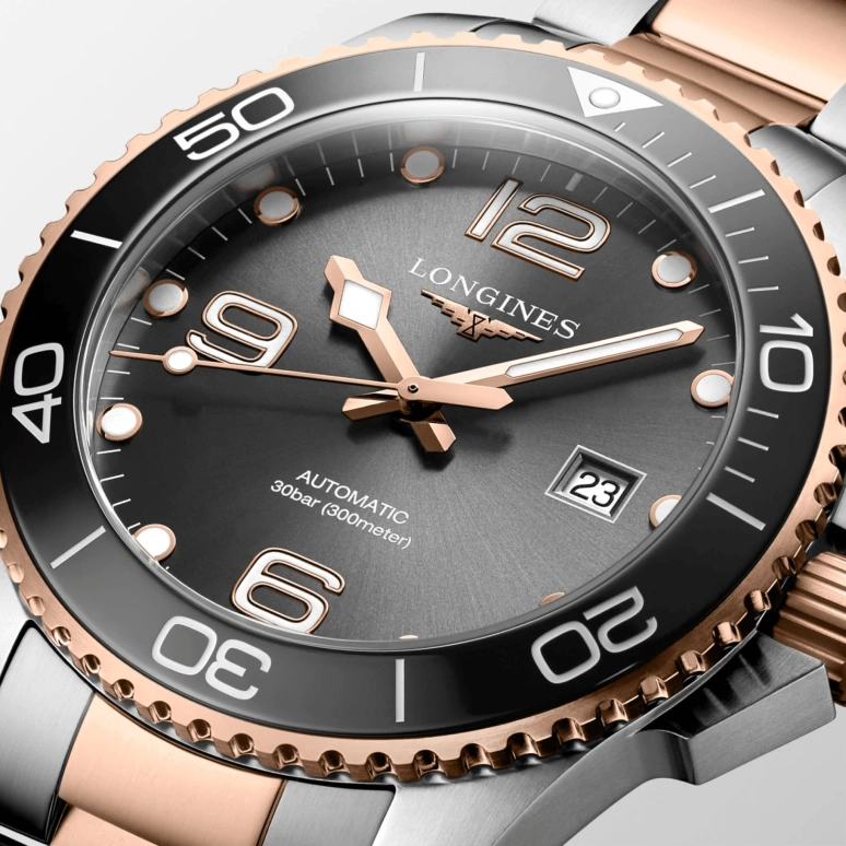 Longines,HydroConquest 43mm,43mm,Ceramic,Stainless Steel,Grey,Automatic,Date,64hours,L3,L3.782.3.78.7
