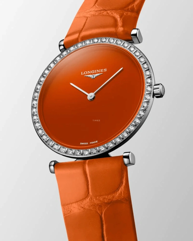 Longines,La Grande Classique 29mm,29mm,Stainless Steel,Orange,Quartz,Perpetual Calendar,In-house Caliber,L4,L4.523.0.92.2
