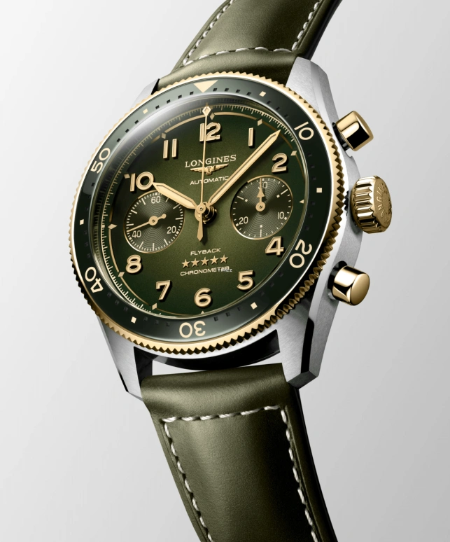 Longines,Spirit 42mm,42mm,Stainless Steel,Green,Automatic,Chronograph,Flyback,Anti-magnetic,L3,L3.821.5.53.2