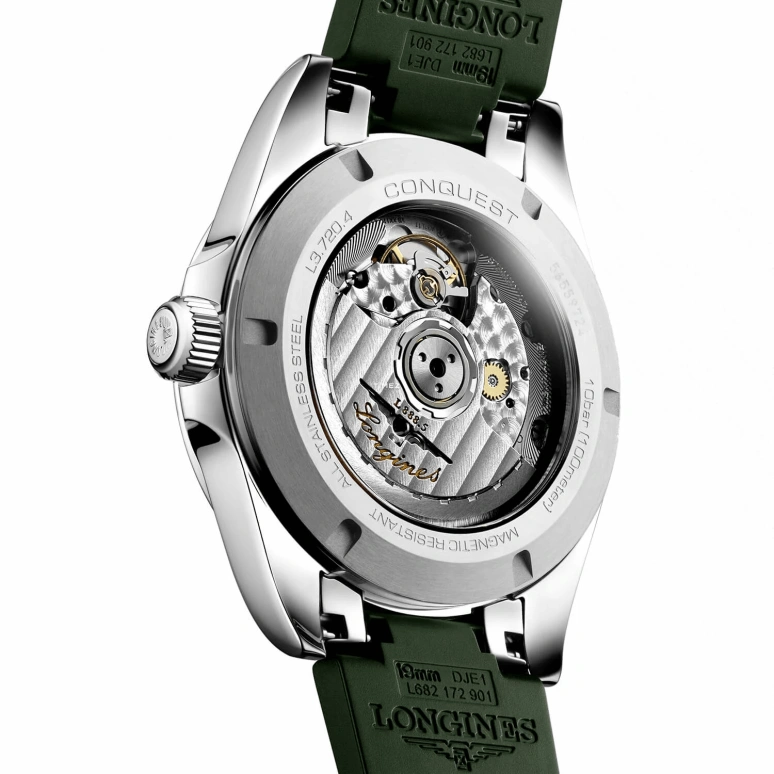 Longines,Conquest 41mm,41mm,Stainless Steel,Olive Green,Automatic,Day,64hours,L3,L3.830.4.02.9