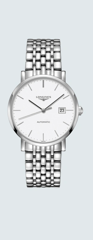 Longines,Elegant 39mm,39mm,Stainless Steel,White,Automatic,Date,65hours,L4,L4.910.4.12.6