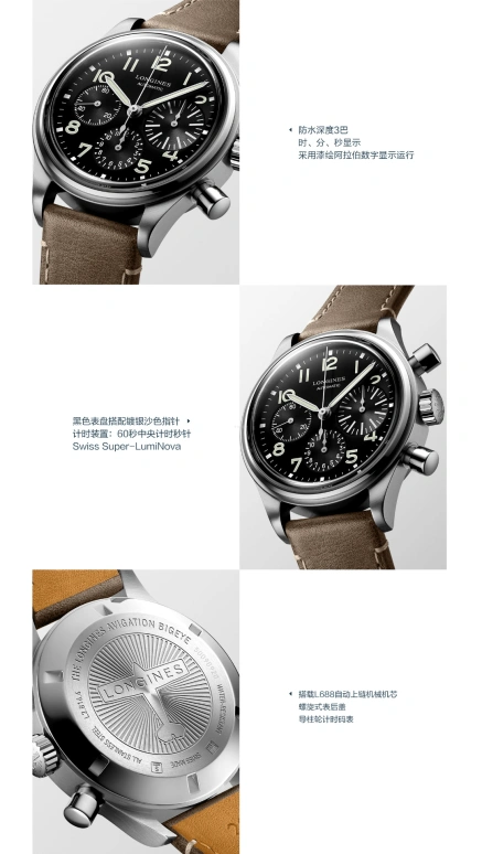 Longines,Heritage Classic 41mm,41mm,Stainless Steel,Black,Automatic,Chronograph,Day,Column Wheel,L2,L2.816.4.53.2