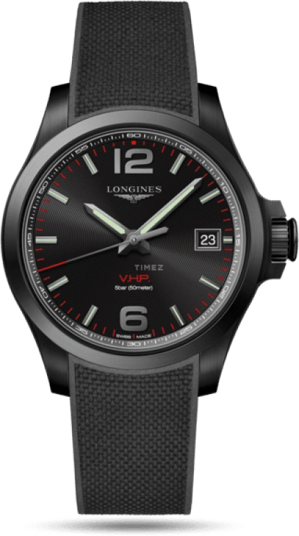 Longines,Conquest V.H.P. 41mm,41mm,Stainless Steel,Black,Quartz,Date,In-house Caliber,L3,L3.716.2.56.9