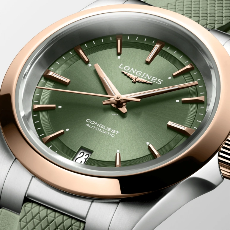 Longines,Conquest 34mm,34mm,Stainless Steel,Green,Automatic,Day,Anti-magnetic,L3,L3.430.5.02.9