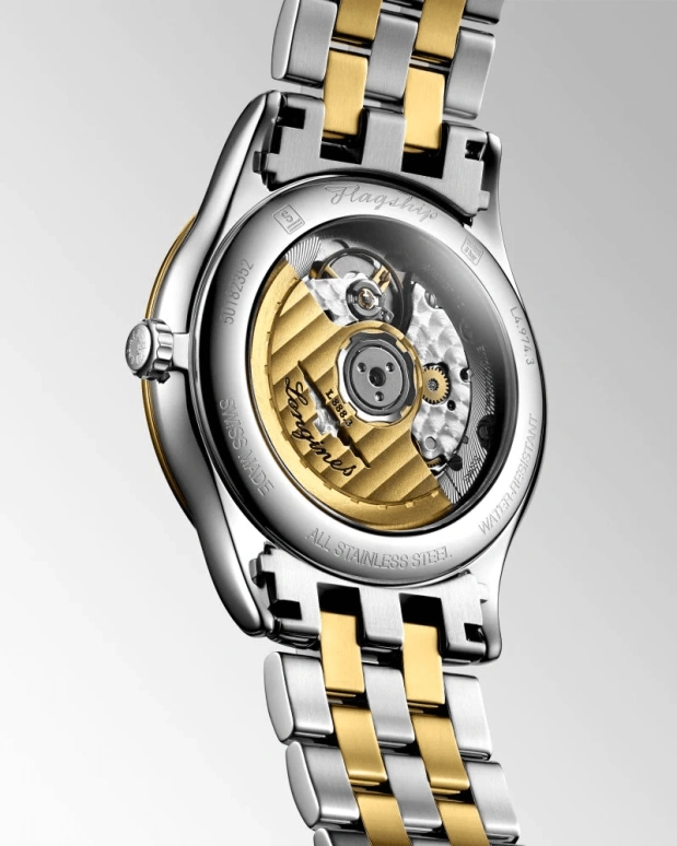 Longines,Heritage Classic 38.50mm,38.50mm,Stainless Steel,Gold,Automatic,72hours,In-house Caliber,L4,L4.974.3.32.7